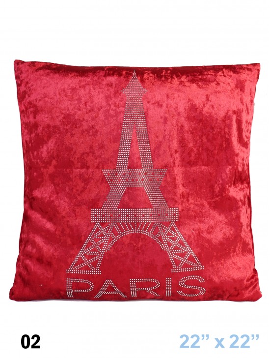 Eiffel Tower Print Velvet Cushion & Filler Eiffel Tower Print Velvet Cushion & Filler